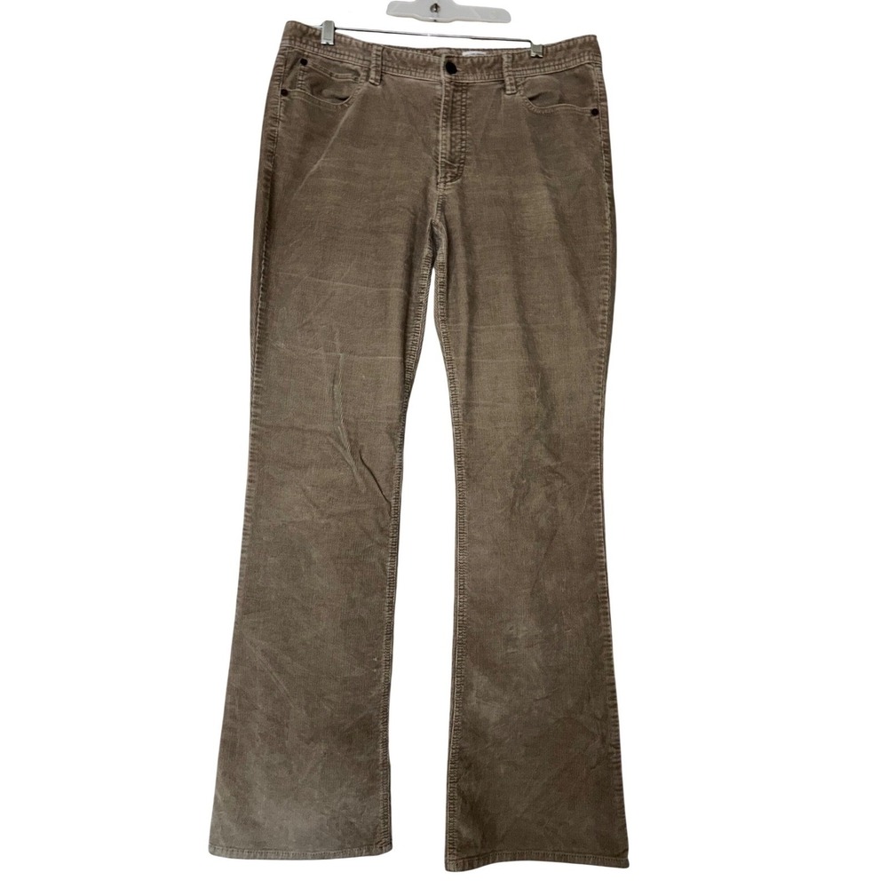 Eddie Bauer Womens Tall 12 Tan Corduroy Bootcut Pants Stretch Fine Wale Earthy